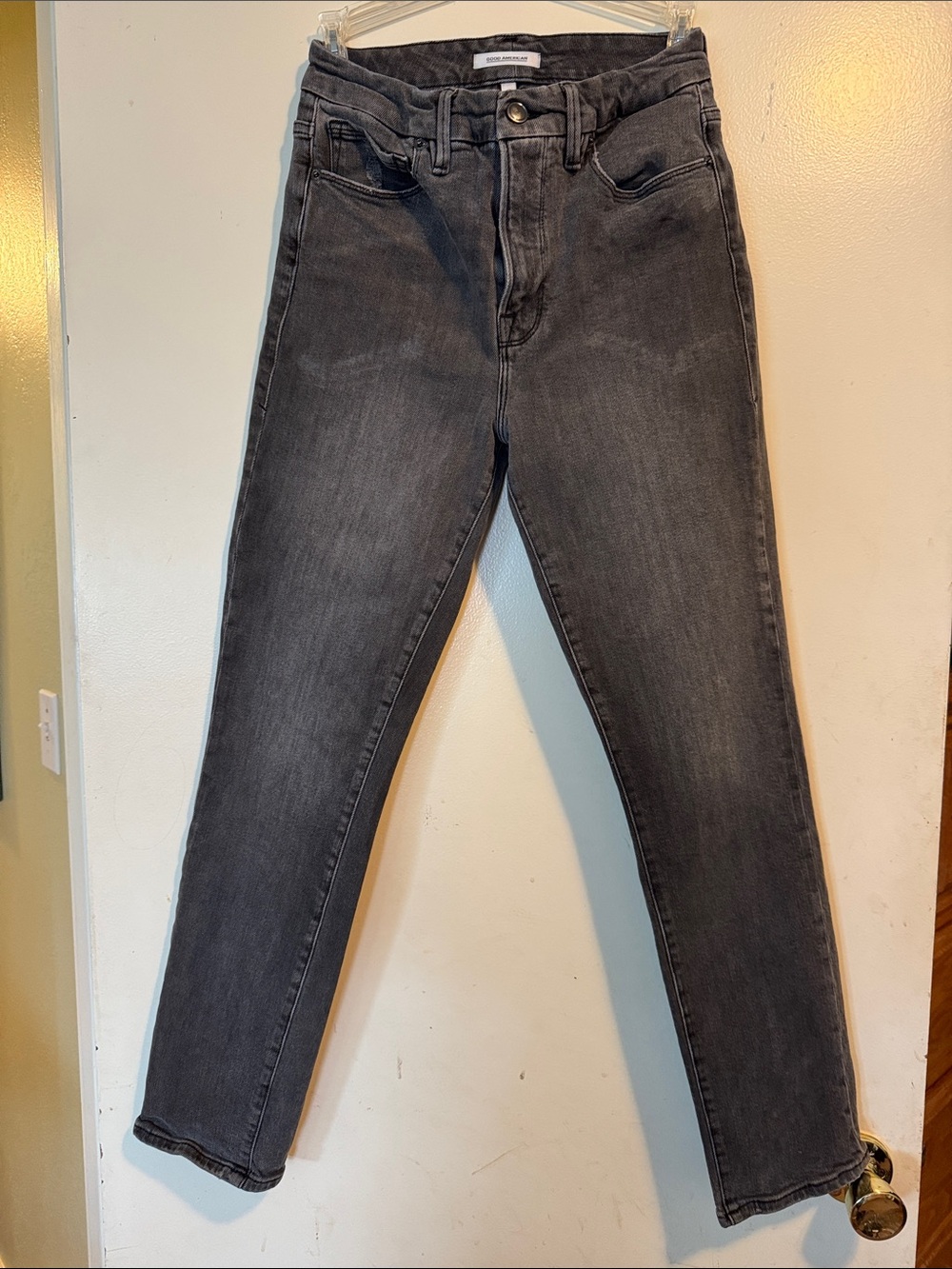 Good American Charcoal Gray High-Rise Slim Jeans Size 4/27